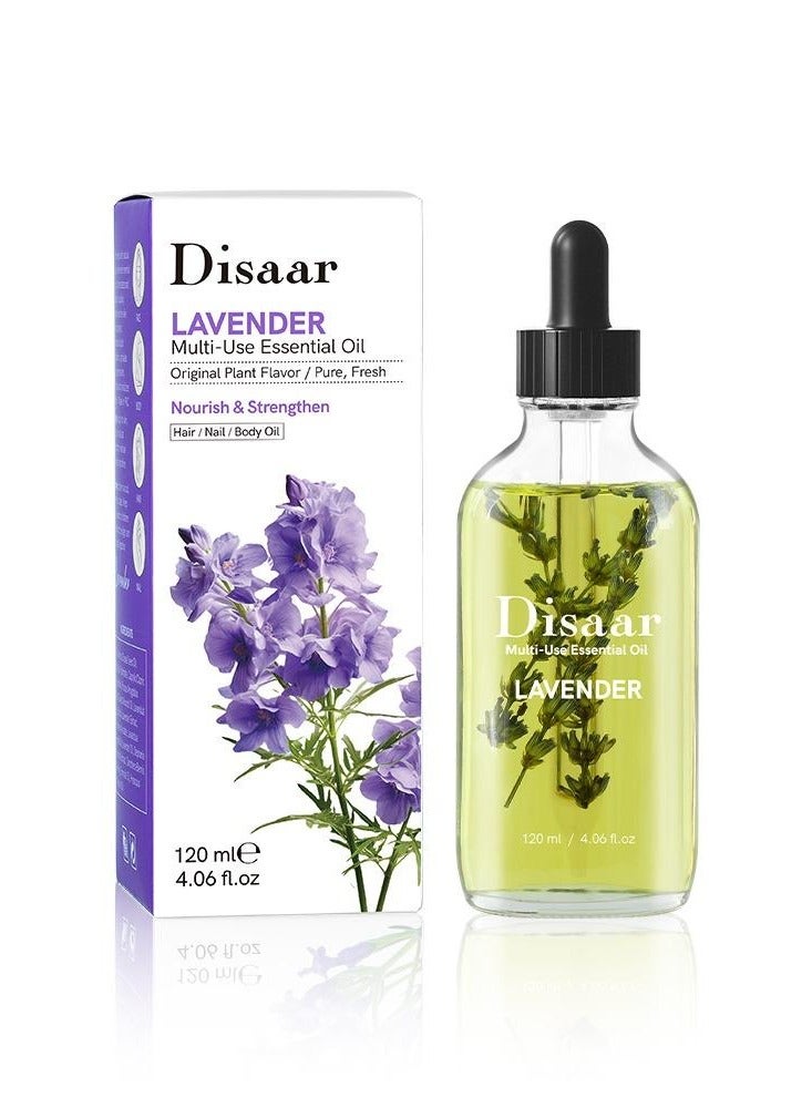 ديسار زيت اللافندر العطري متعدد الاستخدامات بنكهة نباتية أصلية ونقية ومنعشة لتغذية وتقوية الشعر والأظافر والجسم 120 مل