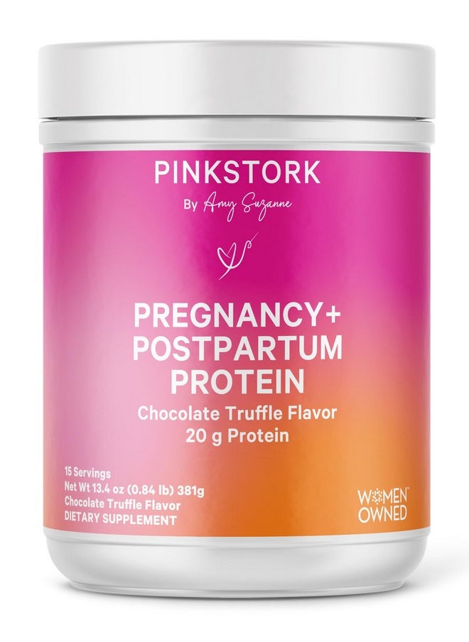 بينك ستروك مسحوق بروتين الحمل وما بعد الولادة من Pink Stork - 20 جرامًا من بروتين مصل اللبن والكولاجين بنكهة الشوكولاتة - دعم ما قبل الولادة وما بعدها والرضاعة الطبيعية، أساسيات الرضاعة الطبيعية - 15 وجبة  - Image 1