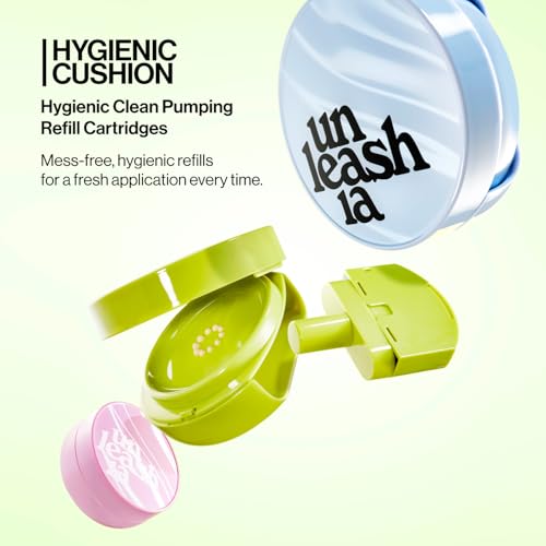 Unleashia أساس UNLEASHIA للماكياج HealthyGreen وسادة تعبئة خفيفة الوزن 15غ تغطية قابلة للبناء ماكياج نباتي بتشطيب ساتيني طبيعي 18C - Image 3