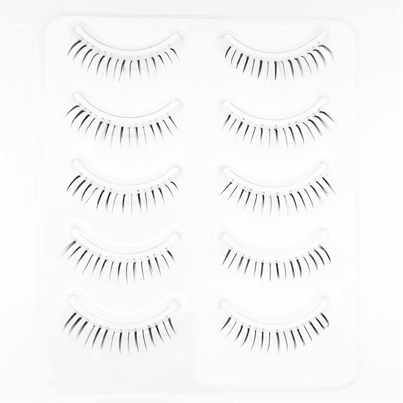 DAODER False Eyelashes Bottom Lashes Natural Look Wispy Clear Band Lower Lash Extension Soft Invisible Under Eyelashes 6mm 5Pairs Bottom Lashes Daring