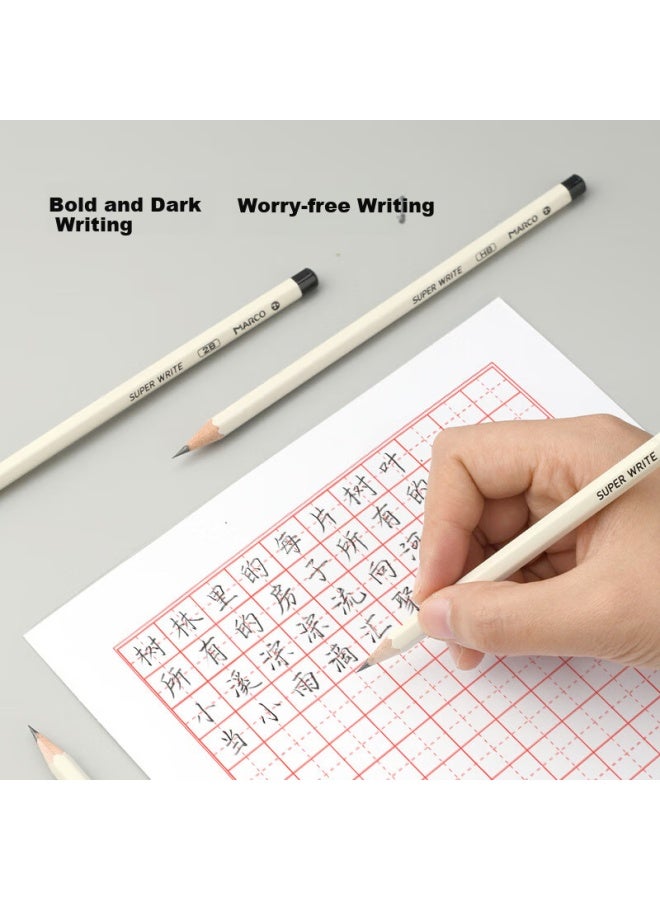Marco Hexagonal Small White Pencils Hb, 15 Pieces, For Students' Exams, Writing, Art Sketching, Drawing, Wooden Pencils - Image 2