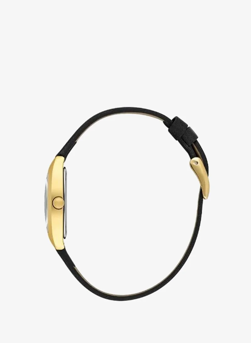 DANIEL KLEIN Women's Leather Gold Alloy Case Analog Silver Square Sunray Dial Japanese Quartz Premium 30 Meters Water Resistant