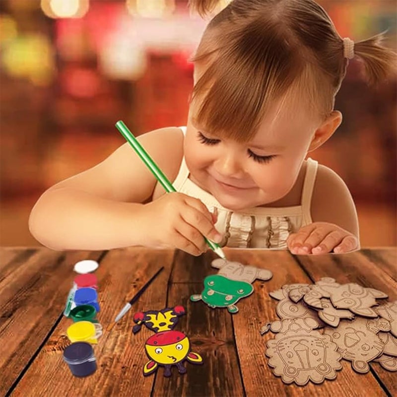 Wrapping Studio MDF Board for Lippan Art - Pre-Marked Baby Gods Design Cutouts for Craft, Painting, DIY Projects - Eco-Friendly MDF Wood, 5x3 inch, Set of 4, with Colors and Glue - Image 5