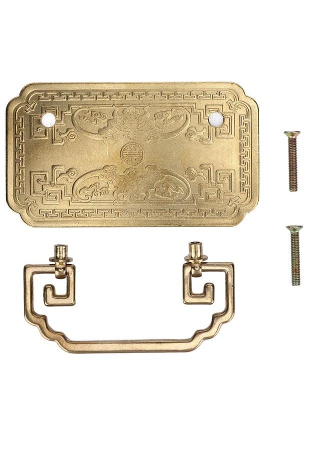 Thoraya Antique Drawer Handle Tetragonal Bat Handle Antique Chinese Retro Style Drawer Pulls with 2 Screws for Cabinet Doors Brass  - Image 1