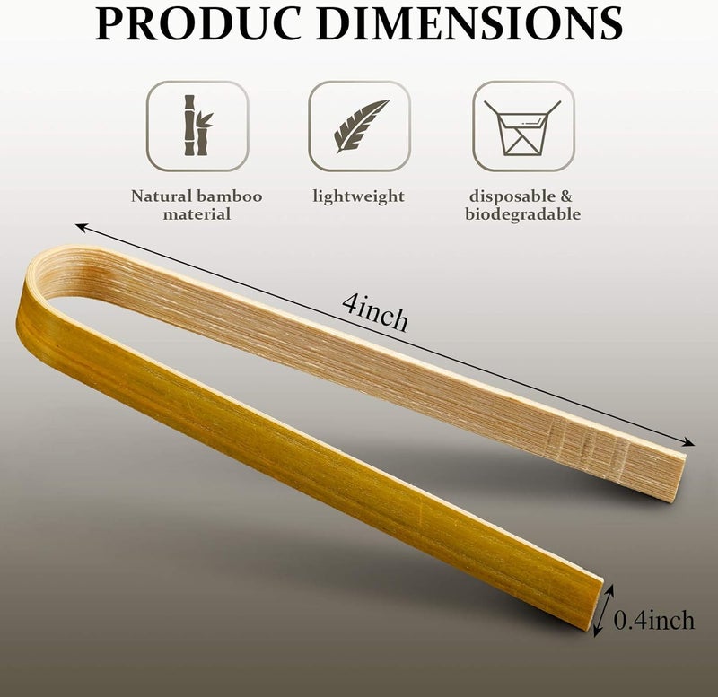 Patelai Mini Bamboo Tongs - 4 Inch Disposable Cooking Utensils (180 Pieces) - Image 3