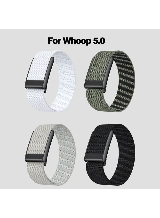 White Black For Whoop 4 0 Nylon Band Adjustable Strap Compatible With Fitness Trackers - Image 2