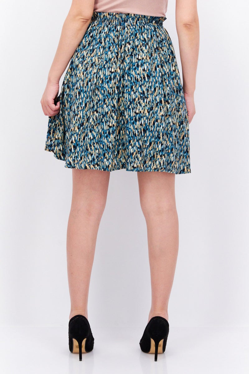 ESPRIT Women Allover Print Pull-On Mini Skirt, Green Combo - Image 3
