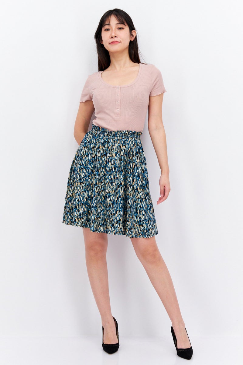 ESPRIT Women Allover Print Pull-On Mini Skirt, Green Combo - Image 4