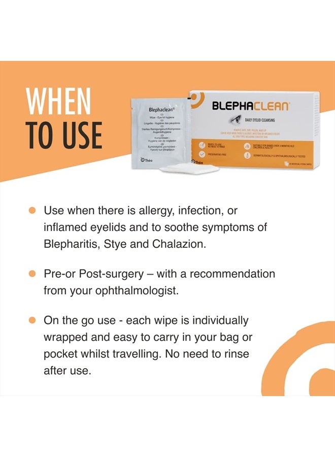 Blephaclean 60 مناديل جفن معقمة لعلاج التهاب الجفن - شحن مجاني - Image 4