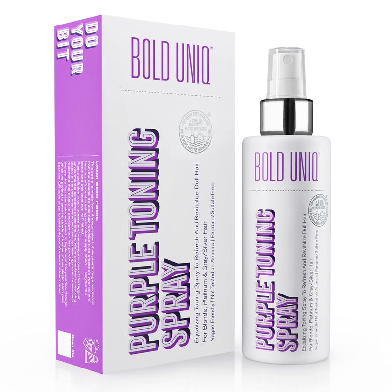BOLD UNIQ Blonde Toner Spray. Purple Leave In Toning Hair Treatment to Remove Brassy Surface Tones in Blonde, Platinum & Gray/Silver Hair. Paraben & Sulfate Free-PETA Approved Cruelty-free. - Image 1