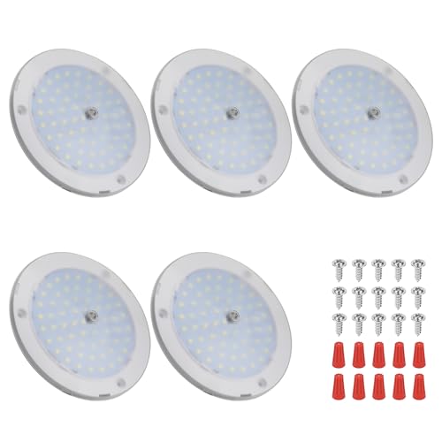 RVZONE RV Lights Interior, 5 Inch Cool White RV LED Ceiling Puck Light Dimmable 12V RV Puck Lights 6000-6500k Transparent Frosted 4.5W RV Ceiling Dome Light for Camper Van Trailer Boat, 5-Pack - Image 1