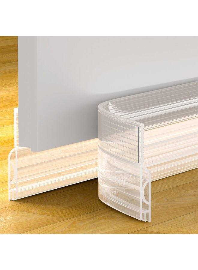 مانع تيار الباب، مانع تسرب أسفل الباب، عازل للطقس أسفل الباب، مانع تيار الباب، عازل للصوت، مانعات الأبواب (شفافة 19.5 بوصة) - Image 1