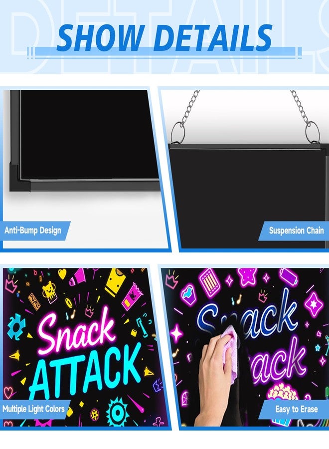 هوشيم لوحة كتابة رسائل LED من هوسيم، مقاس 16 × 12 بوصة، لوحة قائمة طعام مضيئة قابلة للمسح بتأثير النيون مع 8 أقلام تلوين، و7 أوضاع وميض، لوحة كتابة رسائل يمكنك صنعها بنفسك للمطبخ وحفلات الزفاف والعروض الترويجية - Image 2