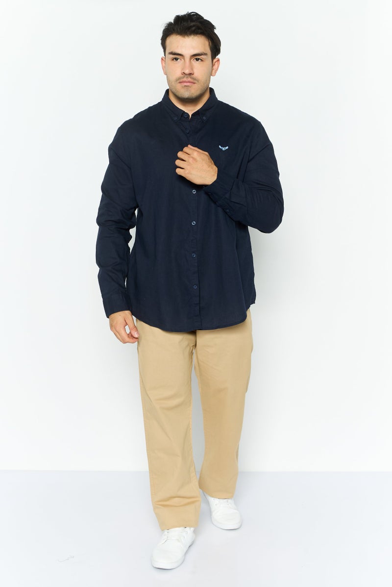 Threadbare قميص رجالي عادي بأكمام طويلة مع شعار مطرز، كحلي - Image 2