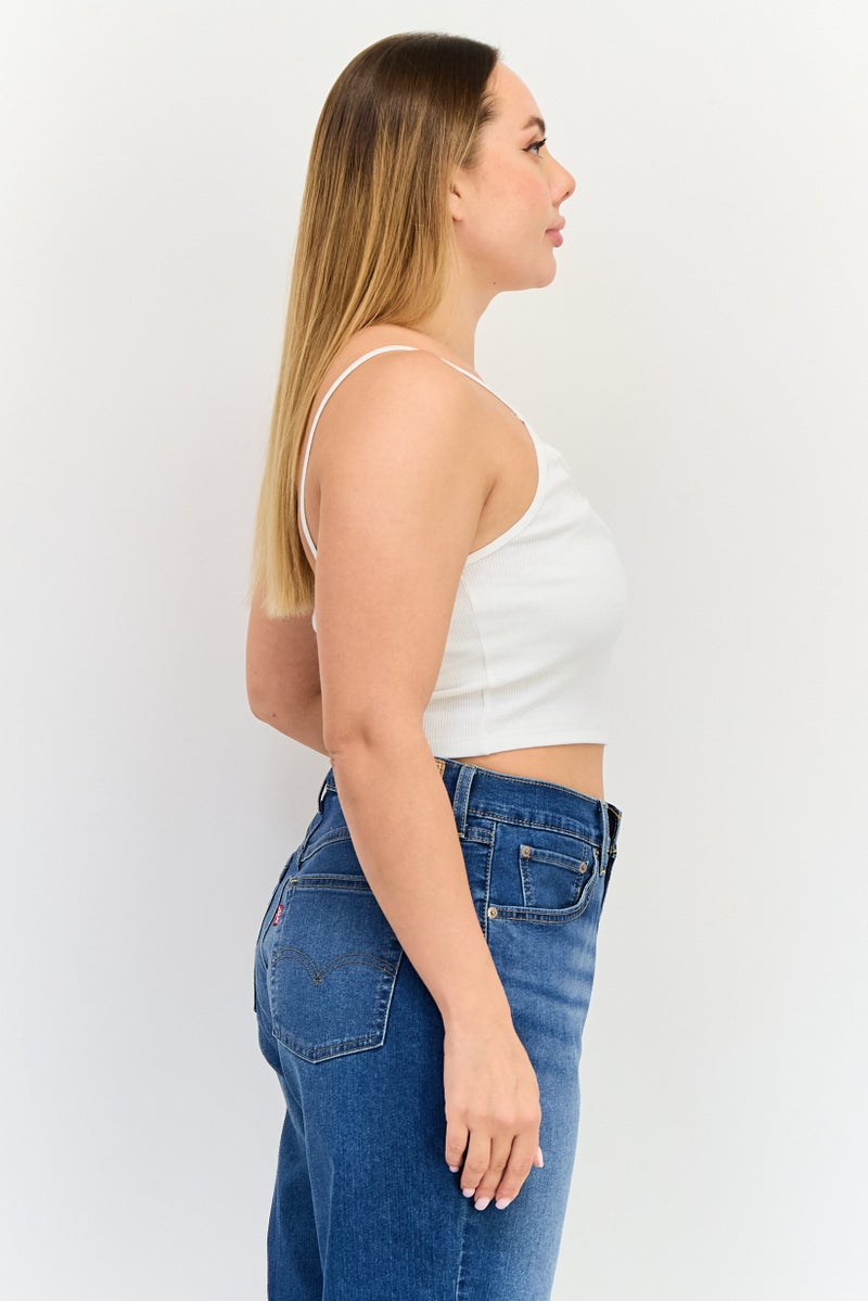 Sinsay Women Keyhole Neck Sleeveless Textured Tank Top, White - Image 2