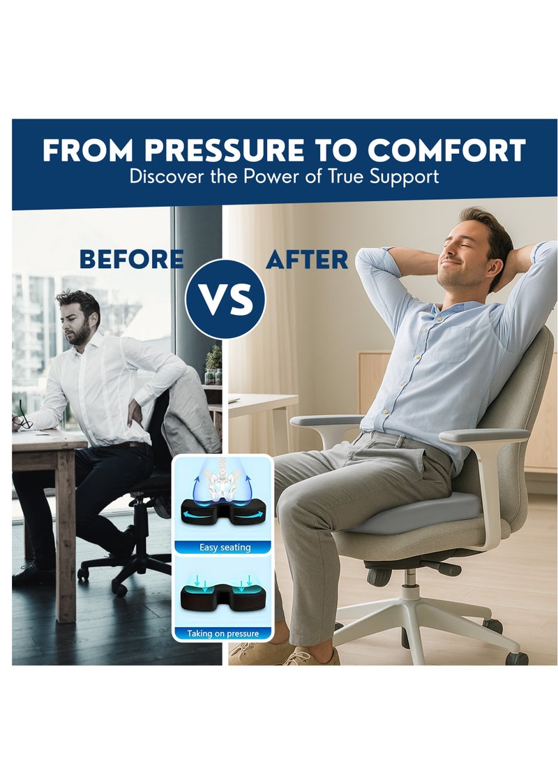 Golden Apple Market Orthopedic Memory Foam Seat Cushion Non-Slip Design for Back Pain Tailbone & Sciatica Relief Perfect for Office Chair Car Seat Travel Wheel chair Ergonomic for Healthy Posture Long Sitting Seat - Image 4