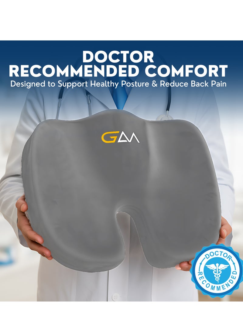 Golden Apple Market Orthopedic Memory Foam Seat Cushion Non-Slip Design for Back Pain Tailbone & Sciatica Relief Perfect for Office Chair Car Seat Travel Wheel chair Ergonomic for Healthy Posture Long Sitting Seat - Image 2