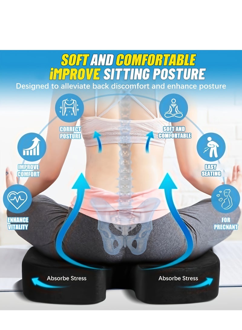 Golden Apple Market Orthopedic Memory Foam Seat Cushion Non-Slip Design for Back Pain Tailbone & Sciatica Relief Perfect for Office Chair Car Seat Travel Wheel chair Ergonomic for Healthy Posture Long Sitting Seat - Image 3