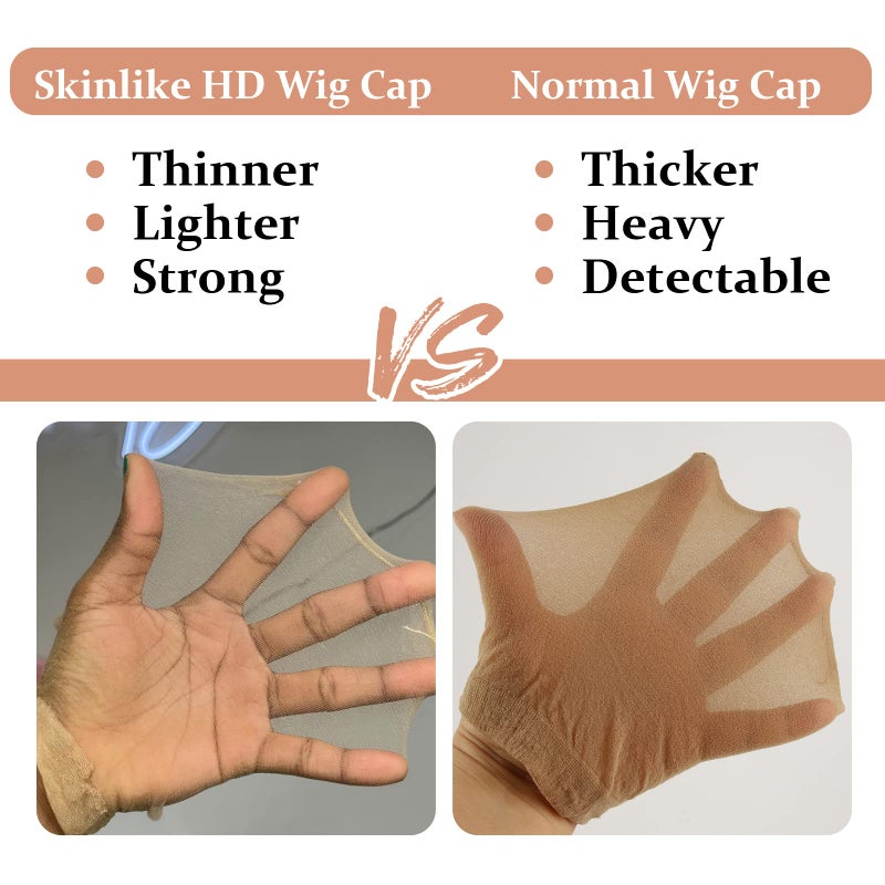 BEEOS Skinlike Real HD Wig Caps, 10 Pieces Ultra-thin Invisible and Breathable Stretchy Stocking Sheer Caps for Women Lace Front Wig - Image 3