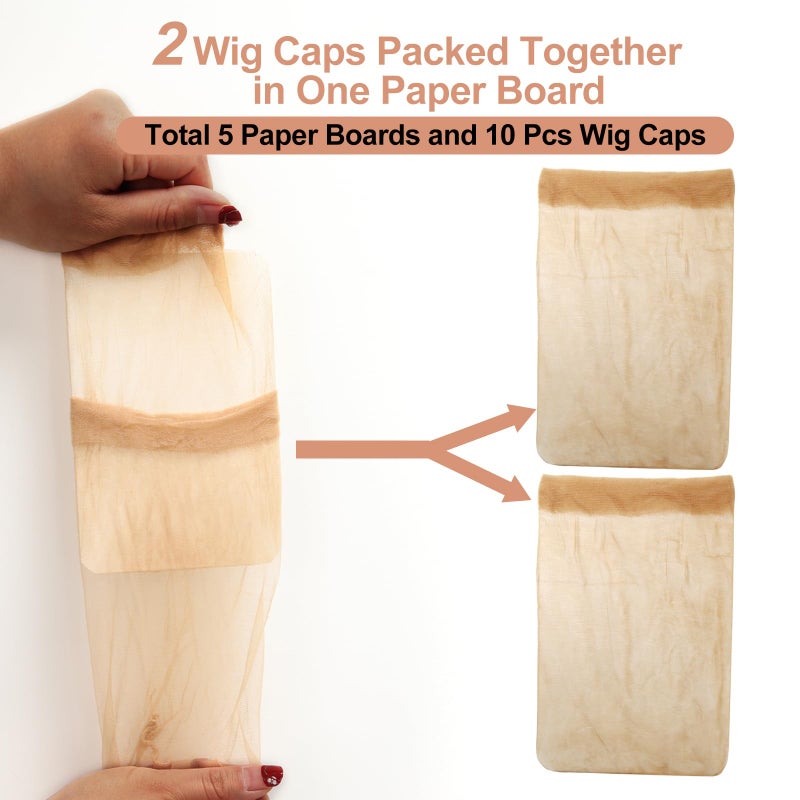 BEEOS Skinlike Real HD Wig Caps, 10 Pieces Ultra-thin Invisible and Breathable Stretchy Stocking Sheer Caps for Women Lace Front Wig - Image 5