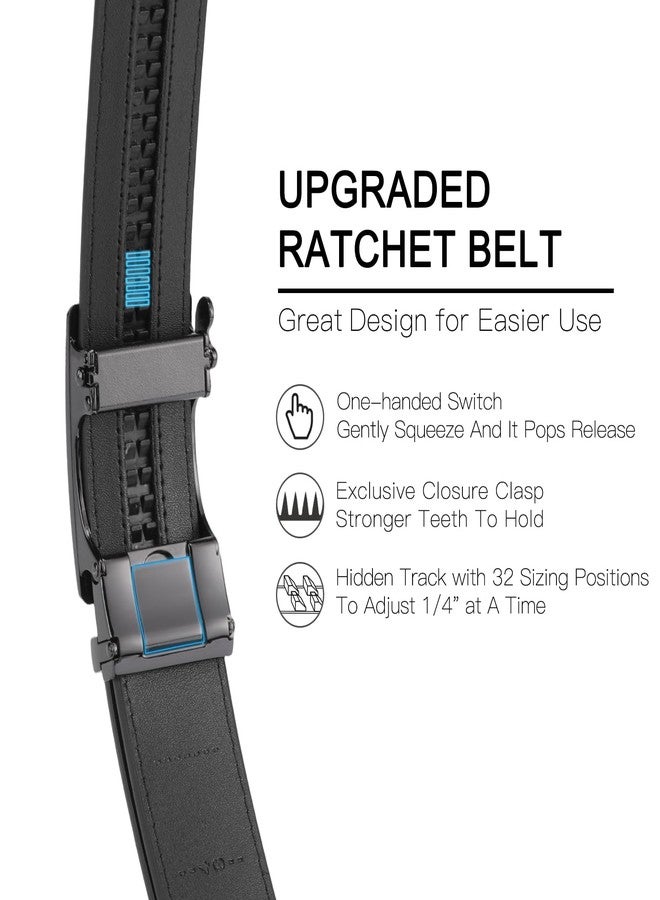 SENDEFN Men's Leather Belts 1 3/8" Automatic Ratchet Belts Adjustable Casual Buckle Belts for Dress with Gift Box - Image 2