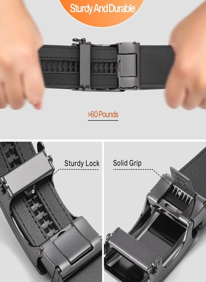 SENDEFN Men's Leather Belts 1 3/8" Automatic Ratchet Belts Adjustable Casual Buckle Belts for Dress with Gift Box - Image 5