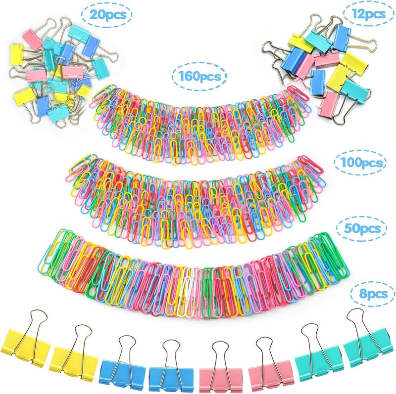 XILILAI 350PCS Binder Clips, Paper Clips, Large Binder Clips Assorted Sizes Set - Back to School - Bulldog Clips, Office Clips, Paper Clamps, Colorful Binder Clips for Office and School Supplies - Image 2