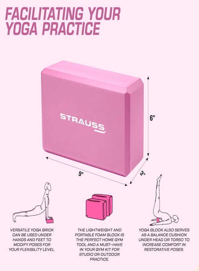 Strauss Yoga Block (Pink), Pair - Image 2