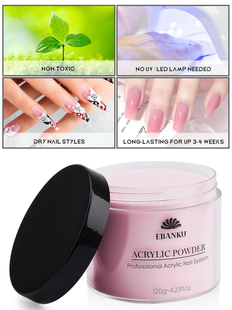 EBANKU Acrylic Powder Set 4 Colors Acrylic Nail Powder Nude Pink White Clear Acrylic Powder for Acrylic Nail Extension Nail Carving, Long-Lasting, No Nail Lamp Needed, Large Capacity 4.23oz*4 - Image 4