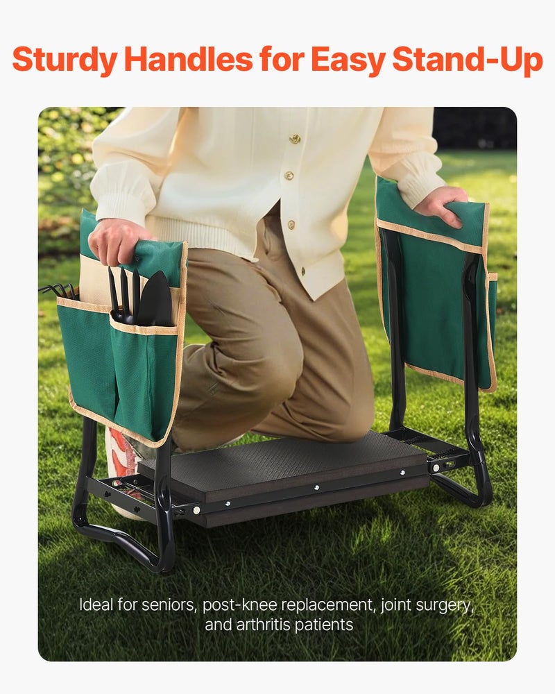 VEVOR Garden Kneeler and Seat, 330 lbs Load Capacity, 8" EVA Wide Pad, Foldable Garden Stool, Kneeling Bench for Gardening with Tool Bag, Gifts for Women, Grandparents, Seniors, Mom and Dad - Image 3