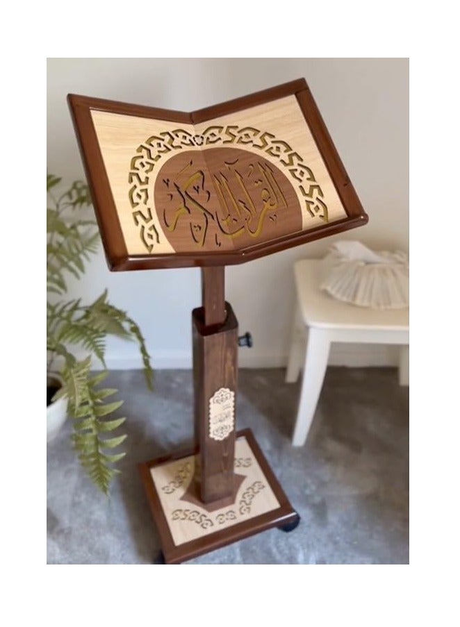 REBENUO Turkish wooden Quran stand with wheels adjustable in height large size 008 - Image 2