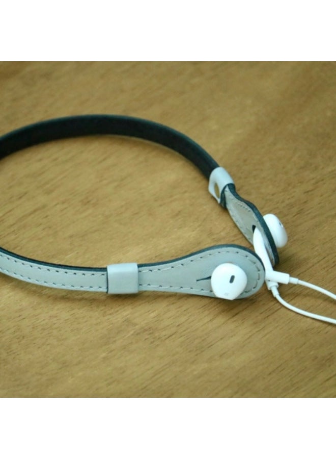 PU Leather Wired Headphone Hanging Neck Holder Student Portable Headphone Earplug Holder For The Old-Colors:dark Brown - Image 4