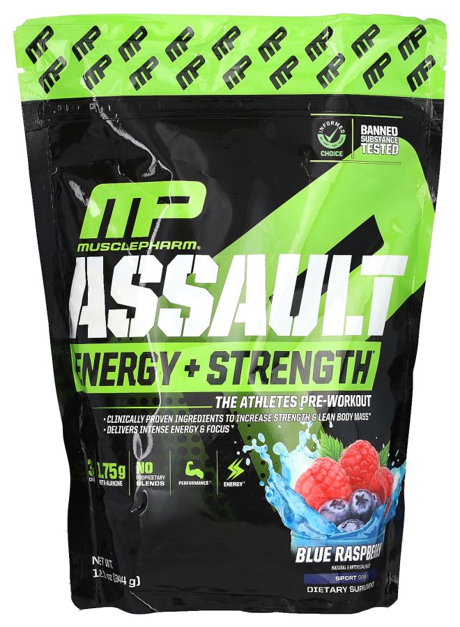 MusclePharm Assault Energy + Strength PreWorkout Blue Raspberry 12.1 oz (344 g)