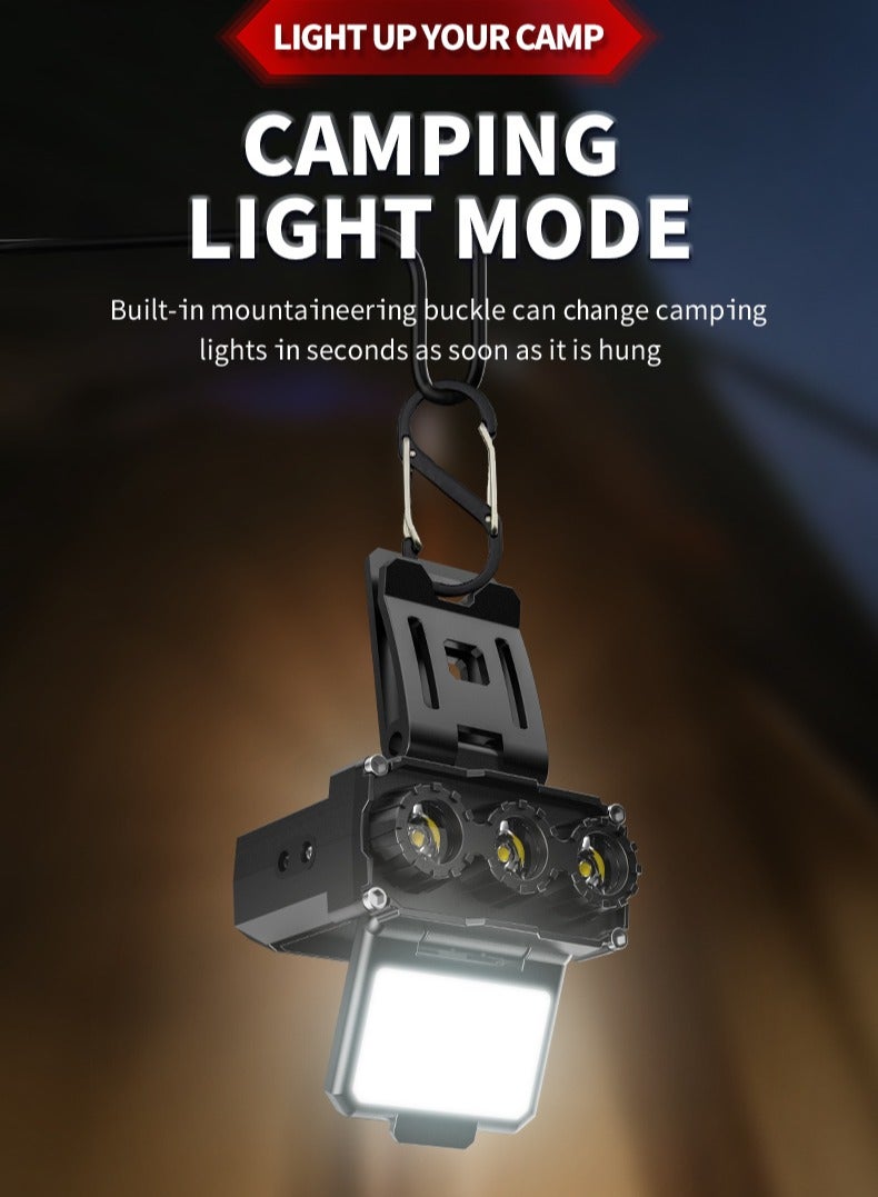 ZONIX 2025 New LED Headlamp, 900LM Triple Light System, Wave Motion Sensor, Type-C Fast Charge, Power Bank, IPX4 Waterproof, 5 Modes for Night Fishing, Camping, Running - Image 4