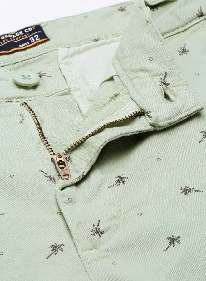 The Indian Garage Co Men Slim Fit Solid Mid-Rise Chino Shorts