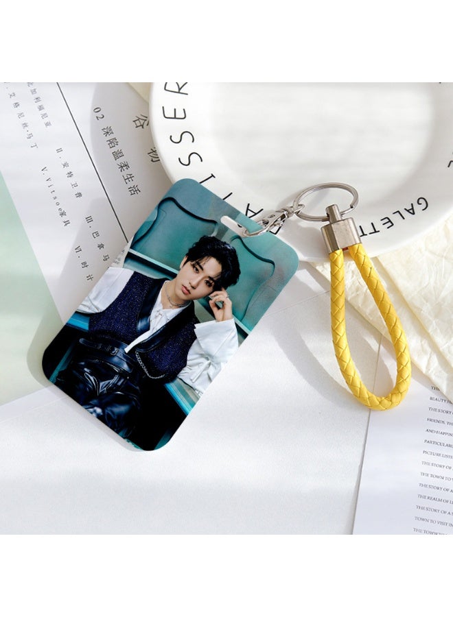NIBEMINENT 1 - Piece STRAYKIDS Kpop Photo Card Holder Pendant Key Chain ID Badge Holder ID Card Holder Photo Card Protector for School ID Office ID Access Card for Women Girls