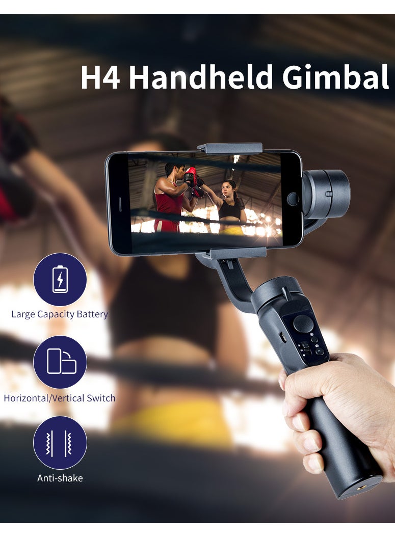 Generic - H4 Handheld Gimbal Stabilizer 3-Axis Smart Anti-shake Handheld Gimbal Mobile Phone Video Vlog Stabilizer Black - Image 1