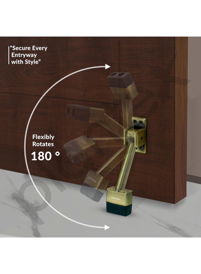 Plantex Gate Stopper for The Door with Rubber Grip 5 Inch Long Door Stopper for The Wooden Door/Stops for Door - Brass Antique - Image 3