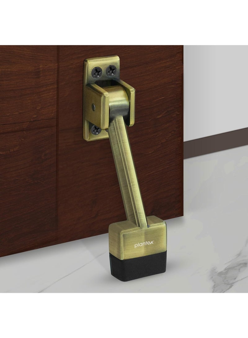 Plantex Gate Stopper for The Door with Rubber Grip 5 Inch Long Door Stopper for The Wooden Door/Stops for Door - Brass Antique - Image 1