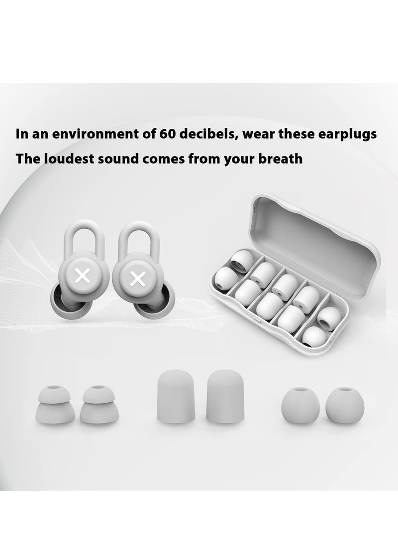 Y&D - Sleep Noise-Cancelling Earplug Set, Reusable Anti-noise Silicone Earplugs to Learn Quiet and Noise-proof Hearing Protection for Concerts, Motorcycles, Work, Noise Sensitivity (Gray) - Image 1