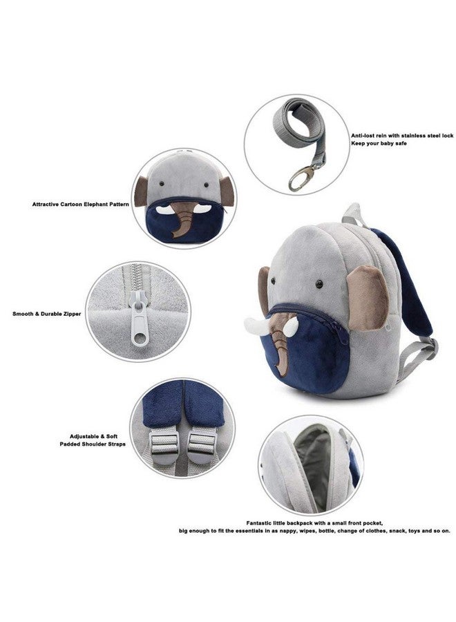 فرانتك حقيبة مدرسية ناعمة للسفر من Frantic Kids برسومات كرتونية على شكل حيوانات، حقائب ظهر من القطيفة الناعمة للأولاد والبنات والأطفال من عمر 2 إلى 5 سنوات، مناسبة للأطفال/الأولاد/الفتيات، الحضانة، مرحلة ما قبل المدرسة، النزهات (الفيل الأزرق) - Image 4