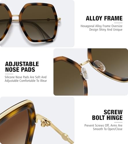 WOWSUN Oversized Big Fashion Sunglasses for Women Irregular Large Shades UV Protection - Image 3