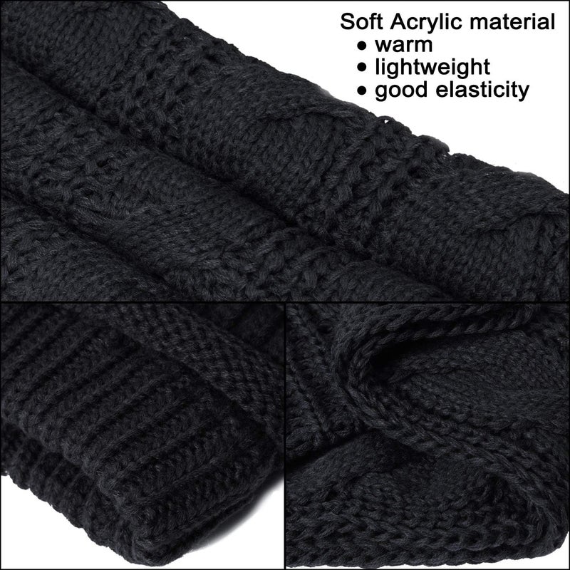 Double Couple Knit Infinity Scarf Slouchy Beanie Hat Set Women Winter Warm Circle Loop Scarfs (Black) - Image 4