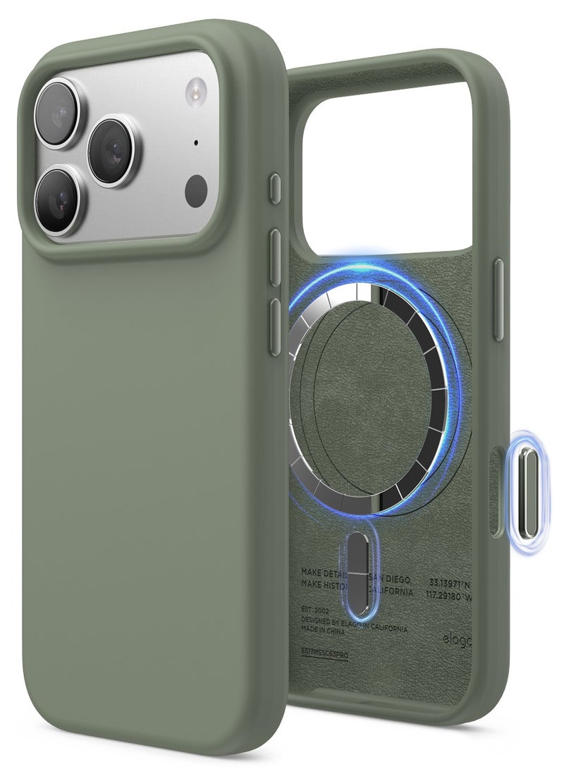 Elago Magnetic Liquid Silicone for iPhone 17 Pro case cover [Camera Control Button Cover] compatible with MagSafe Shockproof - Khaki Green - Image 1
