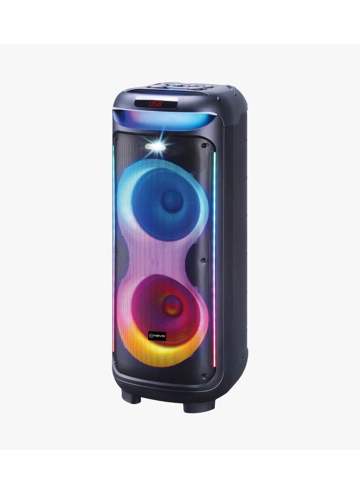 vovo - VOVO V-1175 Double 10inch RGB Rechargeable Portable Speaker + Wired Microphone - Image 1