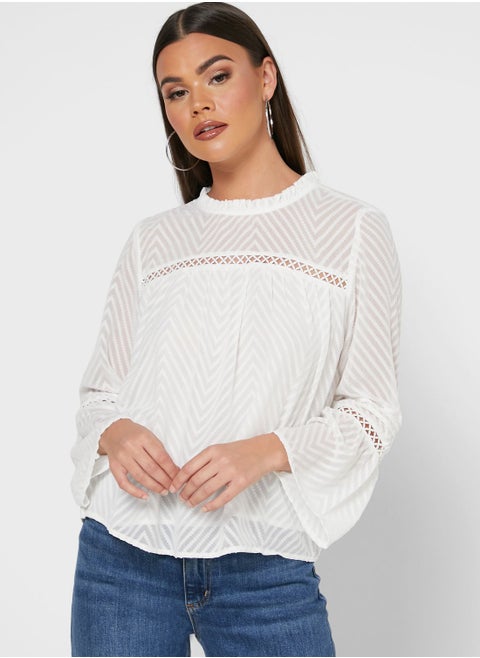 High Neck Flute Sleeve Top