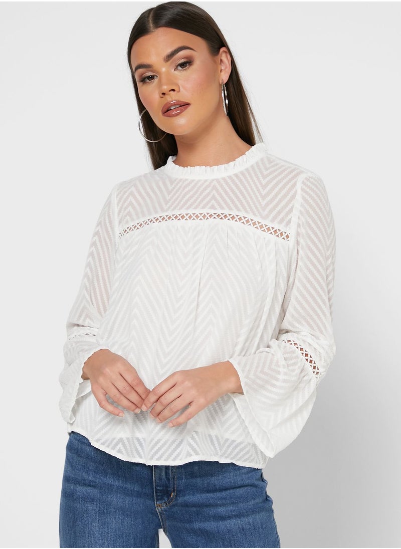 ONLY - High Neck Flute Sleeve Top - Image 1
