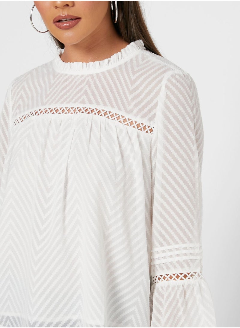 ONLY - High Neck Flute Sleeve Top - Image 1