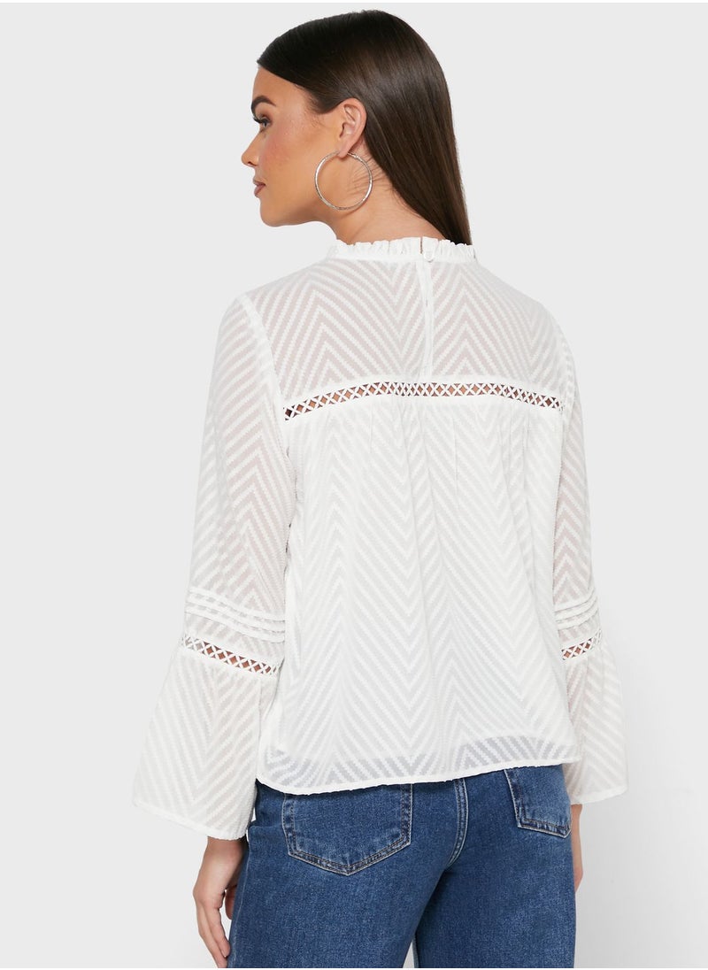 ONLY - High Neck Flute Sleeve Top - Image 1