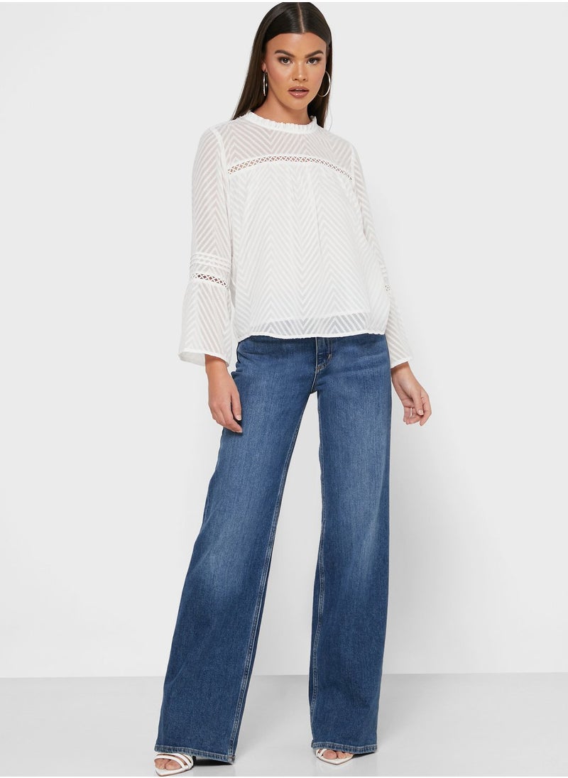 ONLY - High Neck Flute Sleeve Top - Image 1